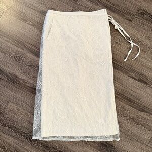 & Layered Lace Slip Midi Skirt